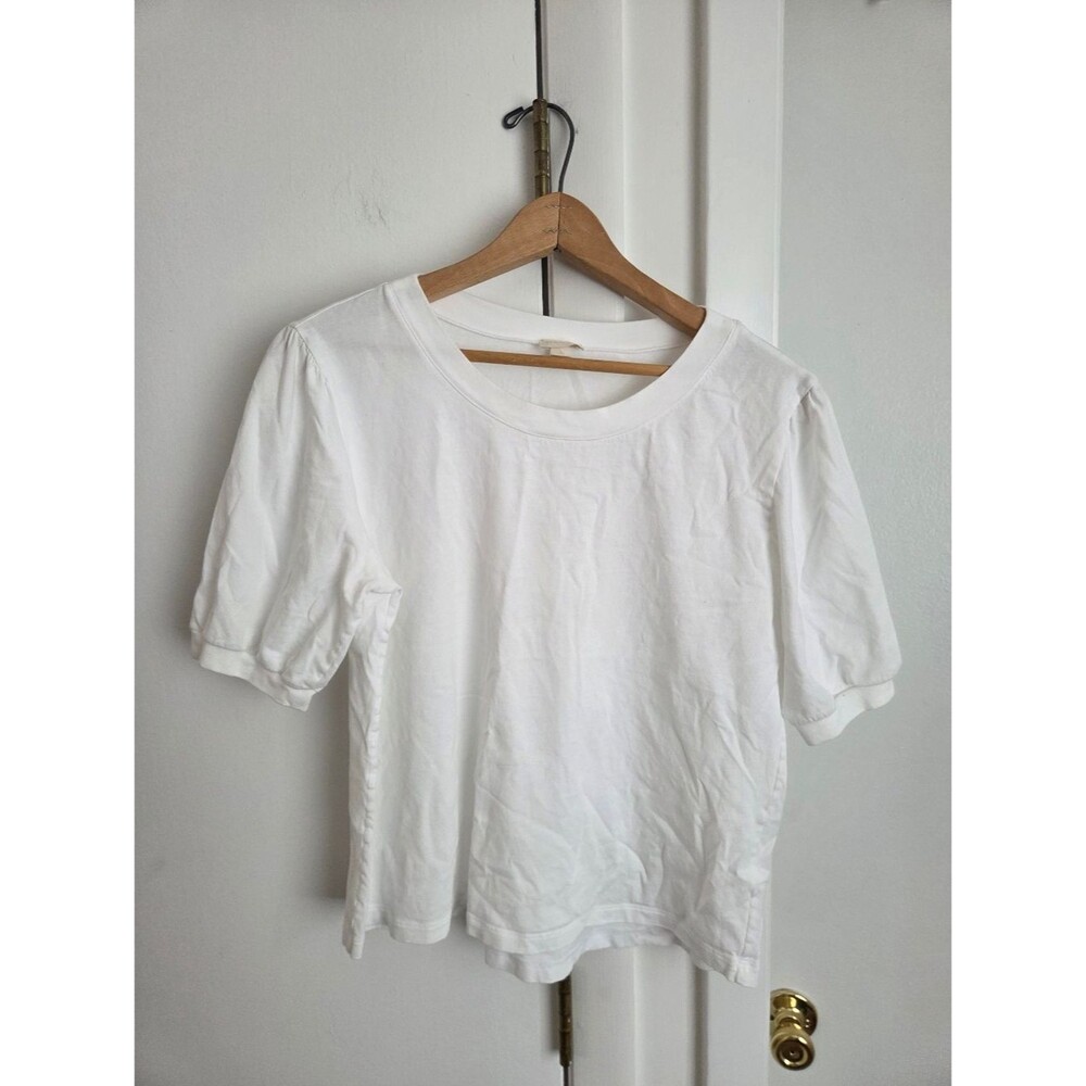 Hanro Puff Sleeve Cotton White Minimalist Short Sleeve T Shirt Size Small